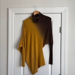Vertigo Paris Brown and Yellow Cowl Neck Sweater